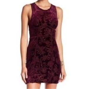 Free People Intimately Burnout Crushed Velvet Bodycon Dress sz Large Plum